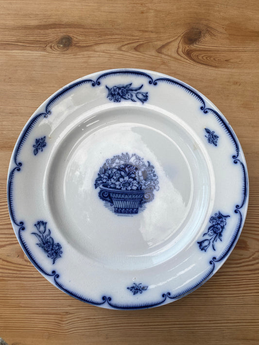 Blåvit tallrik blomsterkorg - Gustafsberg GEFION