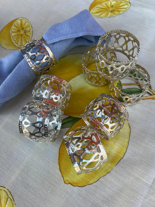 8st servettringar i silverfärg