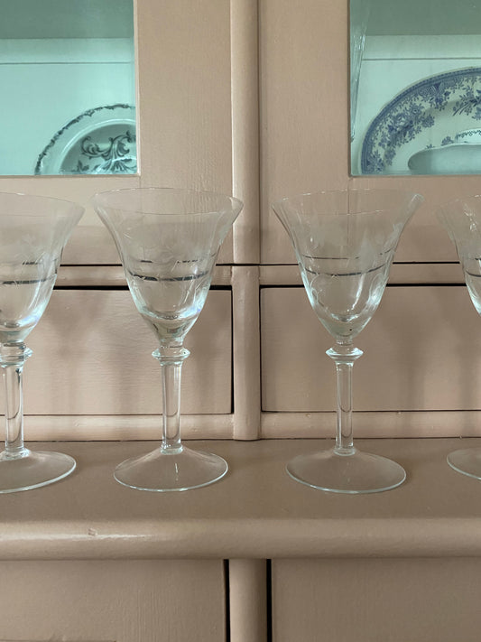 6st äldre vinglas blåklocka