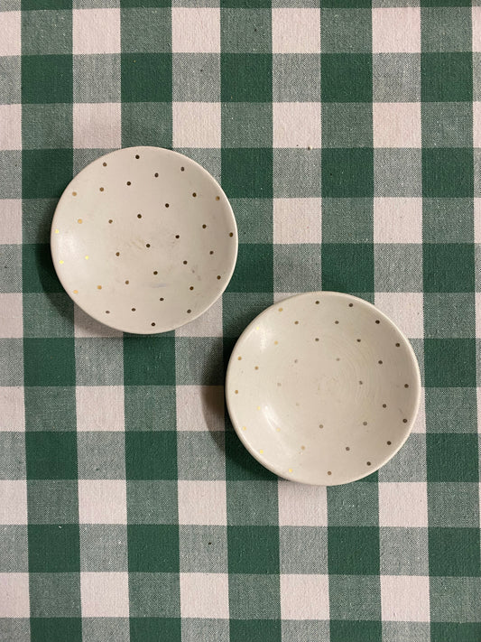 2st minifat i matt guldprickigt porslin Arthur Percy Gefle