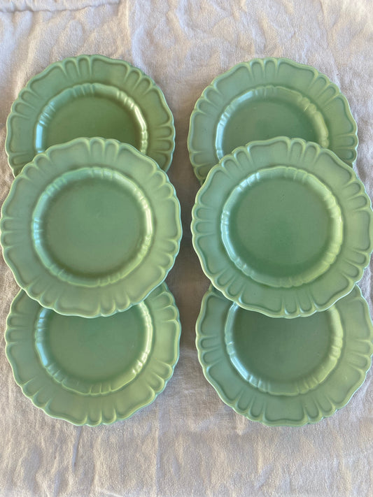 6st vackra assietter i grönt - Gefle