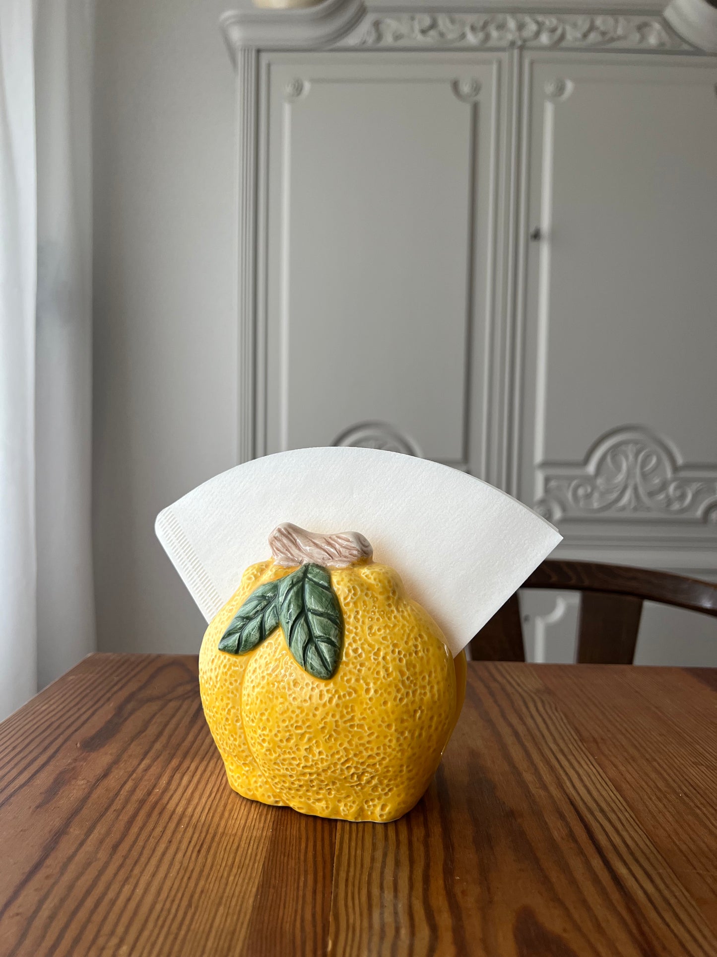 Servetthållare i porslin - citron