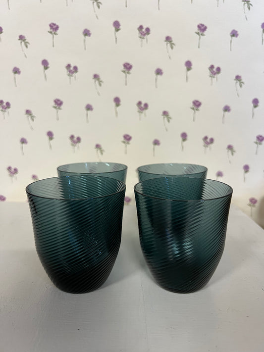 4st dricksglas i grönblått