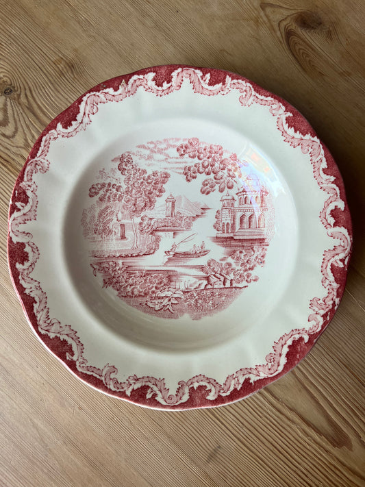 Rödvit djup tallrik - Bengali Rörstrand