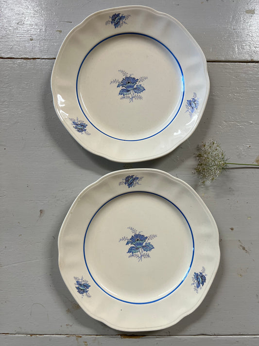 2st blomstertallrikar i blått - Britta Gustavsberg